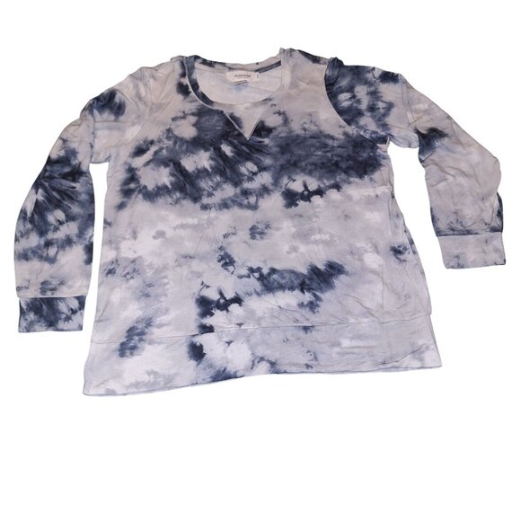 Workshop Republic Clothing Women 1X Modal Blend Tie-Dye Blue/White Top Plus - Picture 1 of 10